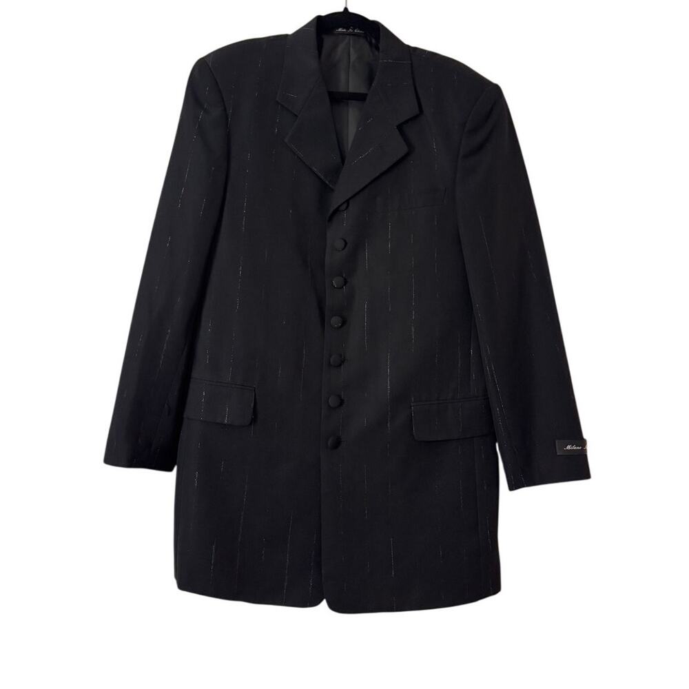 Milano Moda NWT Black Wool Full Suit